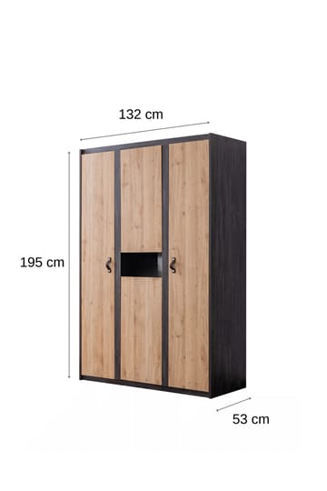Garderobeskab Homitis Aktive (132 x 195 x 53 cm) antracitbrun - Antracit/Brun - Opbevaring - Tøjopbevaring - Garderobeskabe - Garderobeskab & klædeskab