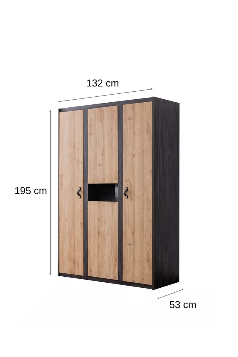 Garderobeskab Homitis Aktive (132 x 195 x 53 cm) antracitbrun - Antracit/Brun - Opbevaring - Tøjopbevaring - Garderobeskabe - Garderobeskab & klædeskab
