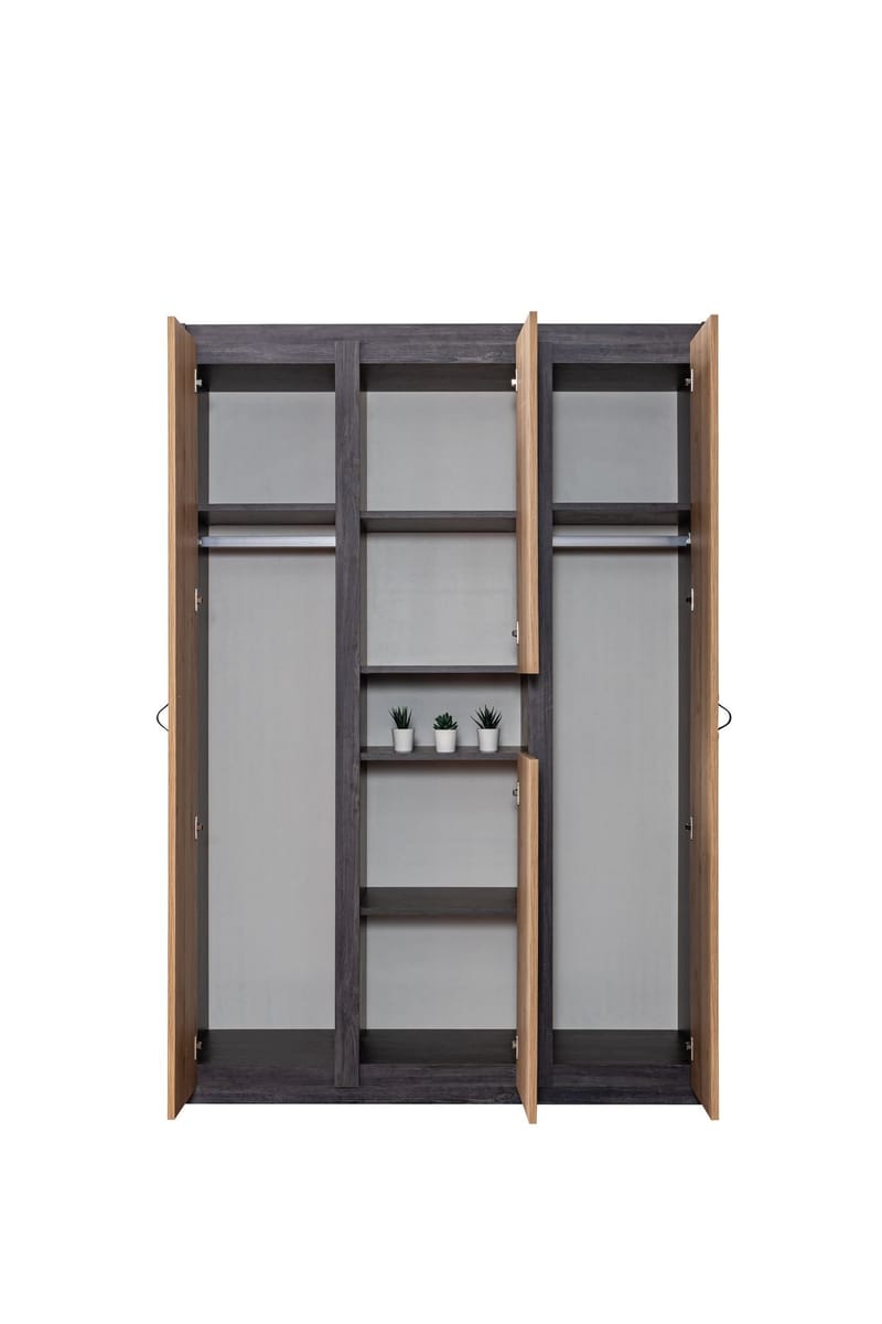 Garderobeskab Homitis Aktive (132 x 195 x 53 cm) antracitbrun - Antracit/Brun - Opbevaring - Tøjopbevaring - Garderobeskabe - Garderobeskab & klædeskab