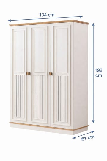 Garderobeskab Homitis Zenit 3 (134 x 192 x 61 cm) lys creme - Opbevaring - Tøjopbevaring - Garderobeskabe - Garderobeskab & klædeskab