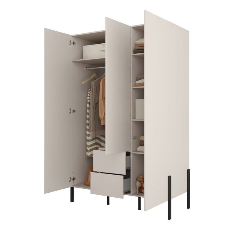 Garderobeskab Jukon S 3 Døre med 2 Skuffer - Opbevaring - Tøjopbevaring - Garderobeskabe