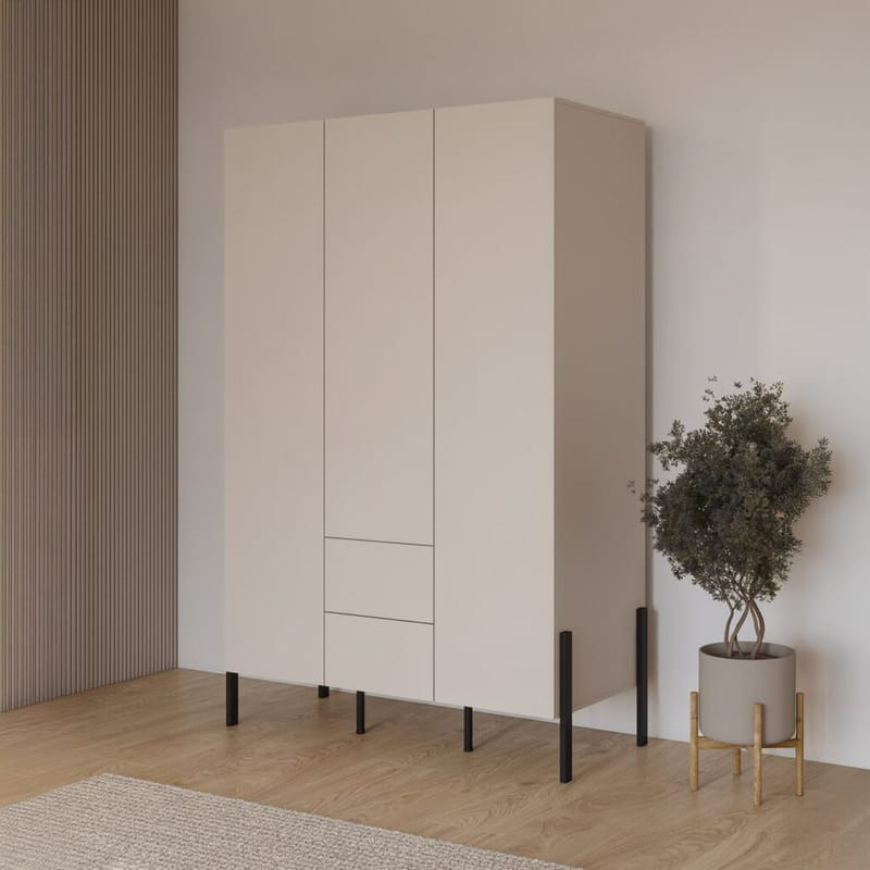 Garderobeskab Jukon S 3 Døre med 2 Skuffer - Opbevaring - Tøjopbevaring - Garderobeskabe