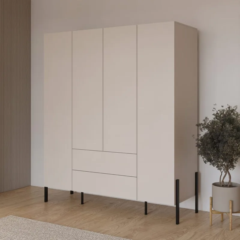 Garderobeskab Jukon S 4 Døre med 2 Skuffer - Opbevaring - Tøjopbevaring - Garderobeskabe