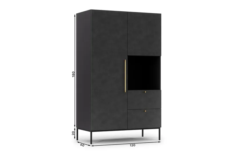 Anjal Garderobeskab 120 cm - Sort - Opbevaring - Tøjopbevaring - Garderobeskabe - Garderobeskab & klædeskab