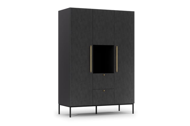 Anjal Garderobeskab 135 cm, Sort