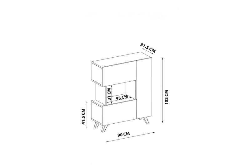 Bambonia Garderobeskap 90x102 cm Hvit - Hanah Home - Opbevaring - Tøjopbevaring - Garderobeskabe - Garderobeskab & klædeskab