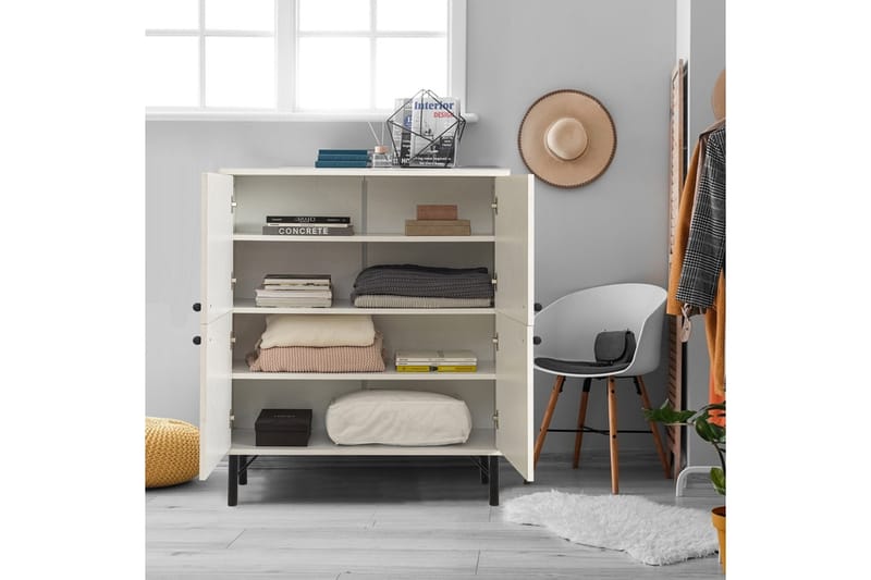 Dot Garderobeskab 95x111 cm Brun/Hvid - Hanah Home - Opbevaring - Tøjopbevaring - Garderobeskabe - Garderobeskab & klædeskab