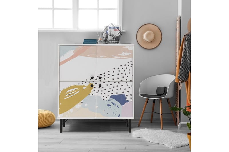 Dot Garderobeskab 95x111 cm Brun/Hvid - Hanah Home - Opbevaring - Tøjopbevaring - Garderobeskabe - Garderobeskab & klædeskab