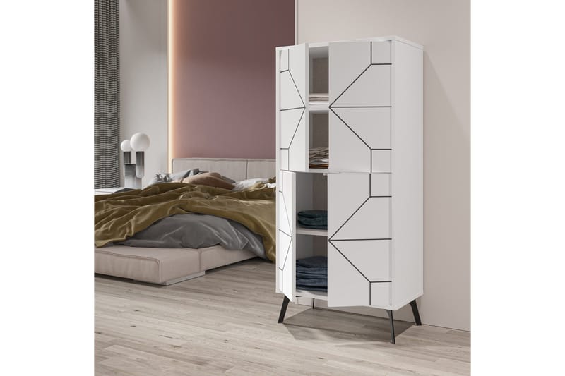 Dune Garderobeskab 62,6x136 cm Hvid - Hanah Home - Opbevaring - Tøjopbevaring - Garderobeskabe - Garderobeskab & klædeskab