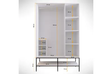 Elesham Garderobe 50x126 - Hvid/Sort/Guld - Opbevaring - Tøjopbevaring - Garderobeskabe - Garderobeskab & klædeskab