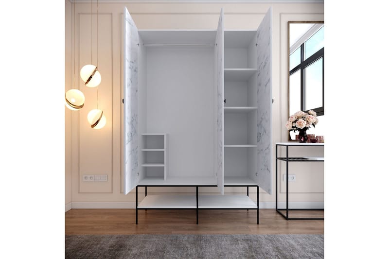 Elesham Garderobe 50x126 - Hvid/Sort/Guld - Opbevaring - Tøjopbevaring - Garderobeskabe - Garderobeskab & klædeskab