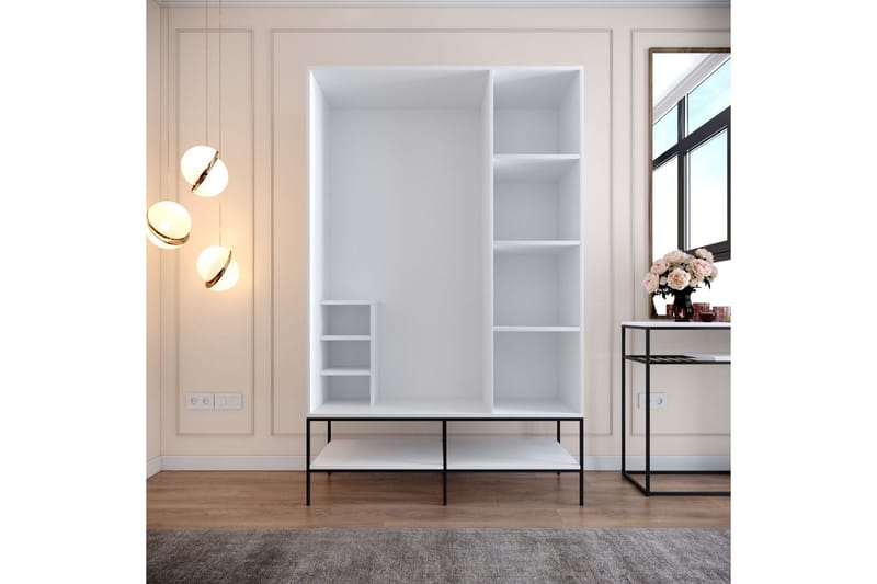 Elesham Garderobe 50x126 - Hvid/Sort/Guld - Opbevaring - Tøjopbevaring - Garderobeskabe - Garderobeskab & klædeskab