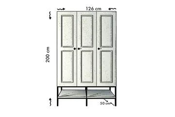 Elesham Garderobe 50x126 - Hvid/Sort/Guld - Opbevaring - Tøjopbevaring - Garderobeskabe - Garderobeskab & klædeskab