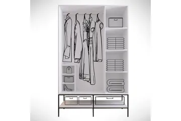 Elesham Garderobe 50x126 - Hvid/Sort/Guld - Opbevaring - Tøjopbevaring - Garderobeskabe - Garderobeskab & klædeskab