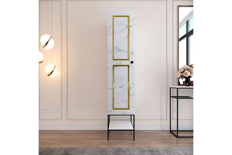 Elesham Garderobe 50x42 - Hvid/Sort/Guld - Opbevaring - Tøjopbevaring - Garderobeskabe - Garderobeskab & klædeskab