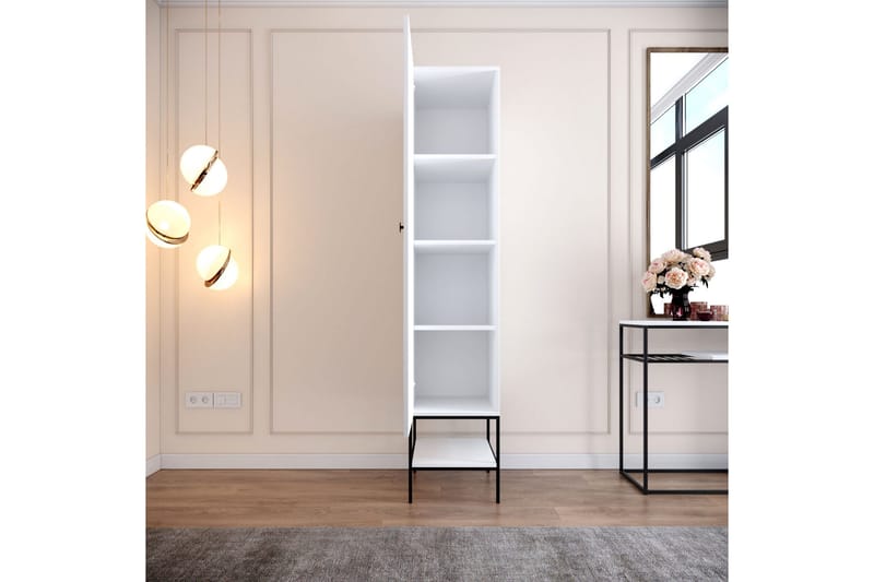 Elesham Garderobe 50x42 - Hvid/Sort/Guld - Opbevaring - Tøjopbevaring - Garderobeskabe - Garderobeskab & klædeskab