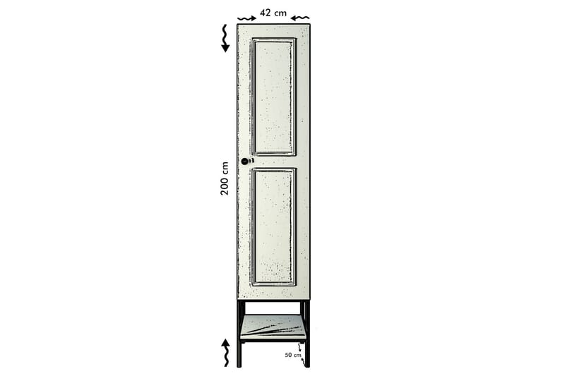 Elesham Garderobe 50x42 - Hvid/Sort/Guld - Garderobeskab & klædeskab