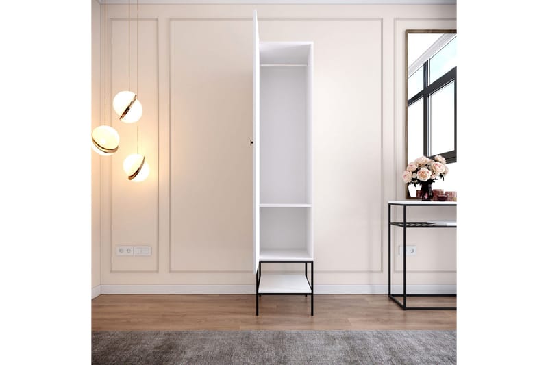 Elesham Garderobe 50x42 - Hvid/Sort/Guld - Opbevaring - Tøjopbevaring - Garderobeskabe - Garderobeskab & klædeskab