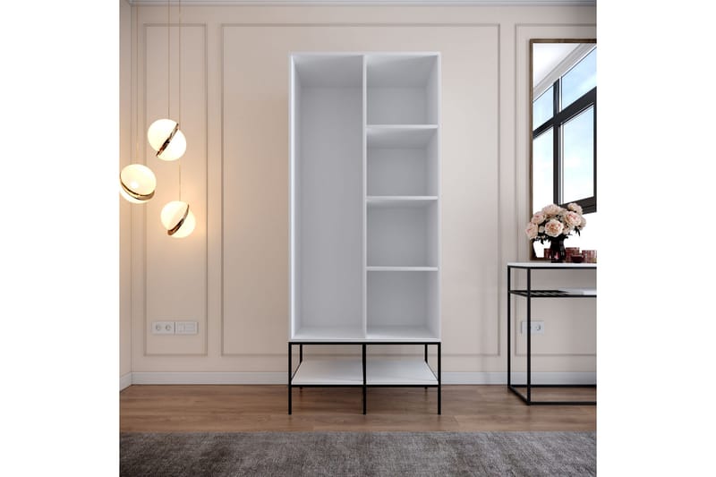 Elesham Garderobe 50x84 - Hvid / Sort / Guld - Opbevaring - Tøjopbevaring - Garderobeskabe - Garderobeskab & klædeskab