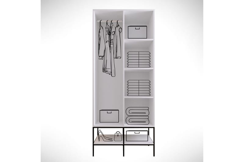 Elesham Garderobe 50x84 - Hvid / Sort / Guld - Opbevaring - Tøjopbevaring - Garderobeskabe - Garderobeskab & klædeskab