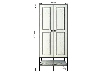 Elesham Garderobe 50x84 - Hvid / Sort / Guld - Opbevaring - Tøjopbevaring - Garderobeskabe - Garderobeskab & klædeskab