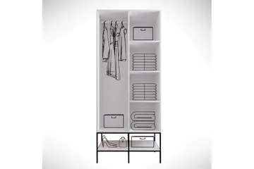 Elesham Garderobe 50x84 - Hvid / Sort / Guld - Opbevaring - Tøjopbevaring - Garderobeskabe - Garderobeskab & klædeskab