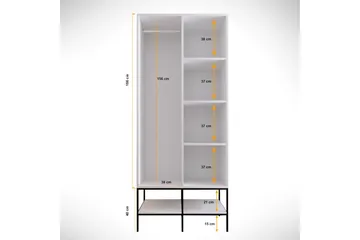 Elesham Garderobe 50x84 - Hvid / Sort / Guld - Opbevaring - Tøjopbevaring - Garderobeskabe - Garderobeskab & klædeskab