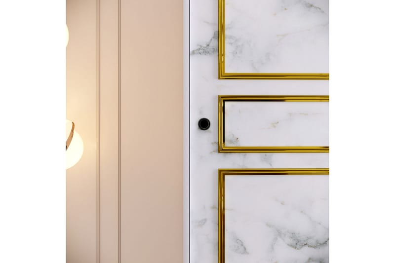 Elesham Garderobe 57x120 - Hvid / Sort / Guld - Opbevaring - Tøjopbevaring - Garderobeskabe - Garderobeskab & klædeskab