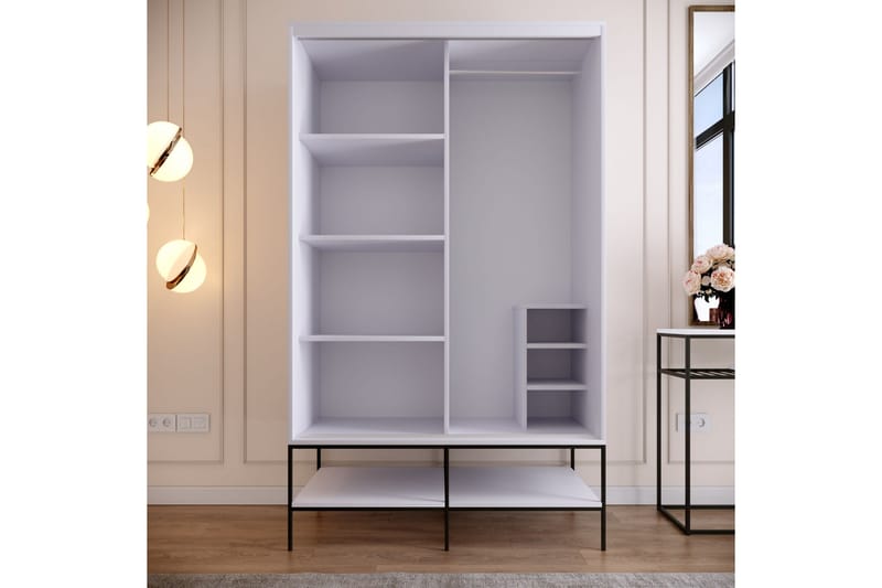 Elesham Garderobe 57x120 - Hvid / Sort / Guld - Opbevaring - Tøjopbevaring - Garderobeskabe - Garderobeskab & klædeskab