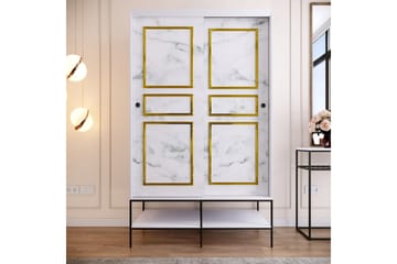 Elesham Garderobe 57x120 - Hvid / Sort / Guld - Opbevaring - Tøjopbevaring - Garderobeskabe - Garderobeskab & klædeskab