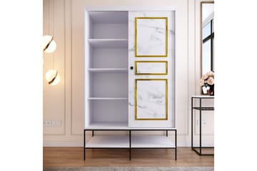 Elesham Garderobe 57x120 - Hvid / Sort / Guld - Opbevaring - Tøjopbevaring - Garderobeskabe - Garderobeskab & klædeskab