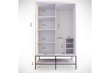 Elesham Garderobe 57x120 - Hvid / Sort / Guld - Opbevaring - Tøjopbevaring - Garderobeskabe - Garderobeskab & klædeskab