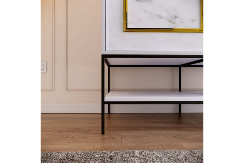 Elesham Garderobe 57x120 - Hvid / Sort / Guld - Opbevaring - Tøjopbevaring - Garderobeskabe - Garderobeskab & klædeskab