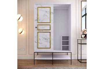 Elesham Garderobe 57x120 - Hvid / Sort / Guld - Opbevaring - Tøjopbevaring - Garderobeskabe - Garderobeskab & klædeskab