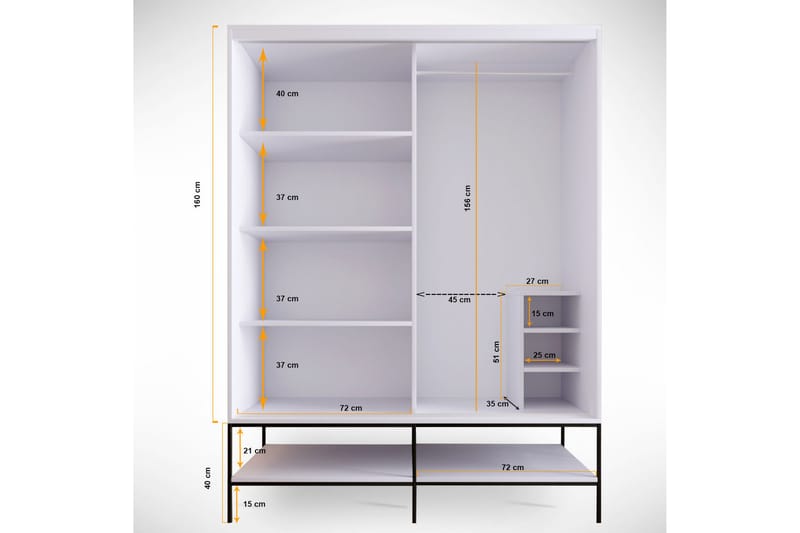 Elesham Garderobe 57x150 - Hvid - Garderobeskab & klædeskab