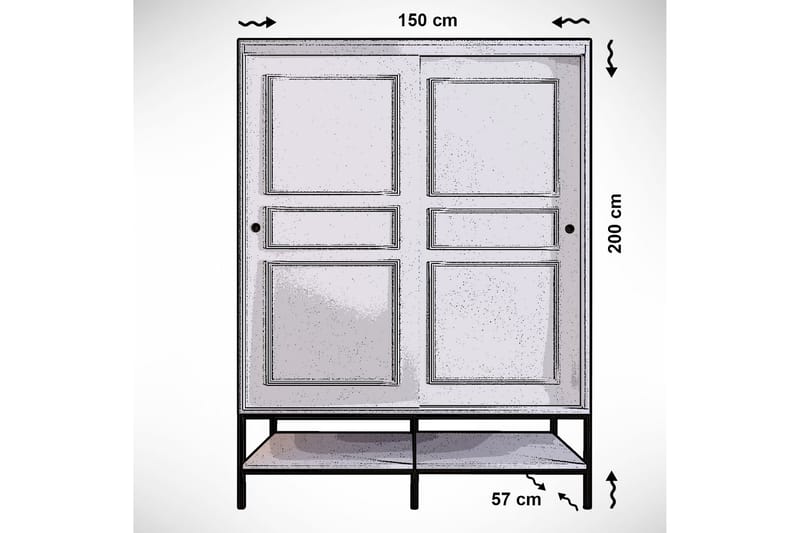 Elesham Garderobe 57x150 - Hvid/Sort/Guld - Opbevaring - Tøjopbevaring - Garderobeskabe - Garderobeskab & klædeskab