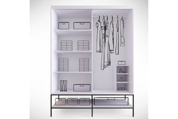 Elesham Garderobe 57x150 - Hvid/Sort/Guld - Opbevaring - Tøjopbevaring - Garderobeskabe - Garderobeskab & klædeskab