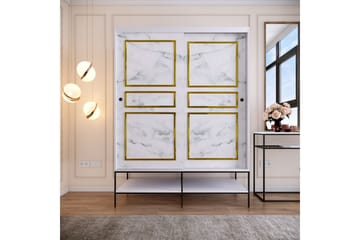 Elesham Garderobe 57x150 - Hvid/Sort/Guld - Opbevaring - Tøjopbevaring - Garderobeskabe - Garderobeskab & klædeskab