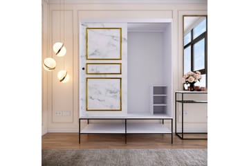Elesham Garderobe 57x150 - Hvid/Sort/Guld - Opbevaring - Tøjopbevaring - Garderobeskabe - Garderobeskab & klædeskab