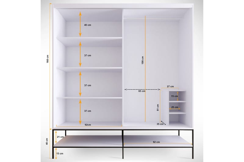 Elesham Garderobe 57x190 - Hvid - Opbevaring - Tøjopbevaring - Garderobeskabe - Garderobeskab & klædeskab