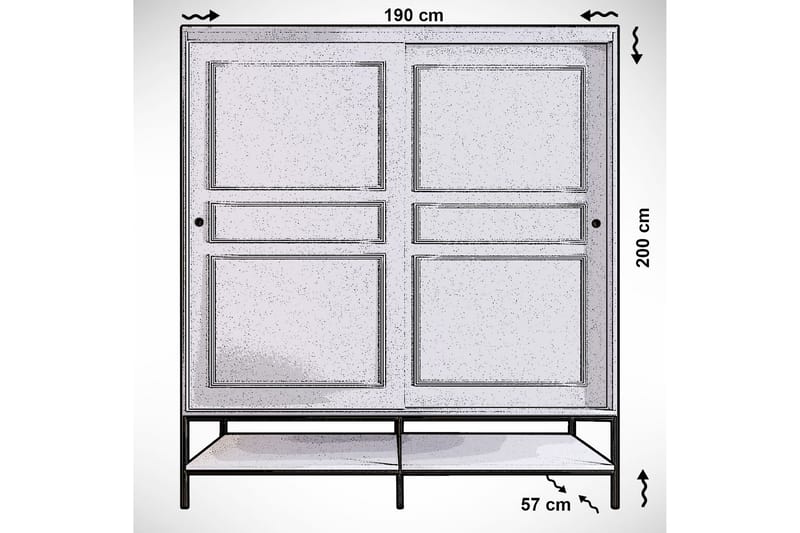 Elesham Garderobe 57x190 - Hvid/Sort/Guld - Garderobeskab & klædeskab