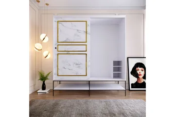 Elesham Garderobe 57x190 - Hvid/Sort/Guld - Opbevaring - Tøjopbevaring - Garderobeskabe - Garderobeskab & klædeskab