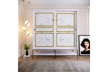 Elesham Garderobe 57x190 - Hvid/Sort/Guld - Opbevaring - Tøjopbevaring - Garderobeskabe - Garderobeskab & klædeskab
