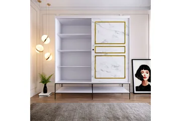 Elesham Garderobe 57x190 - Hvid/Sort/Guld - Opbevaring - Tøjopbevaring - Garderobeskabe - Garderobeskab & klædeskab