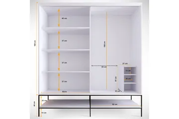 Elesham Garderobe 57x190 - Hvid/Sort/Guld - Opbevaring - Tøjopbevaring - Garderobeskabe - Garderobeskab & klædeskab