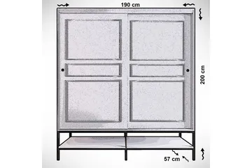 Elesham Garderobe 57x190 - Hvid/Sort/Guld - Opbevaring - Tøjopbevaring - Garderobeskabe - Garderobeskab & klædeskab