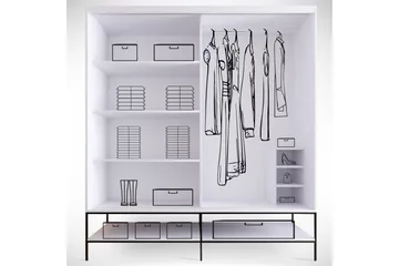 Elesham Garderobe 57x190 - Hvid/Sort/Guld - Opbevaring - Tøjopbevaring - Garderobeskabe - Garderobeskab & klædeskab
