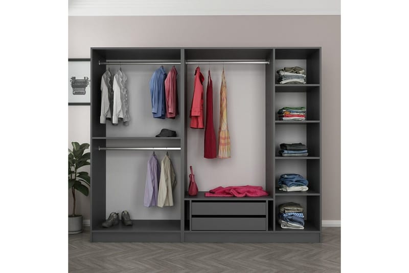 Fruitland Garderobe 225 cm - Antracit - Opbevaring - Tøjopbevaring - Garderobeskabe - Garderobeskab & klædeskab