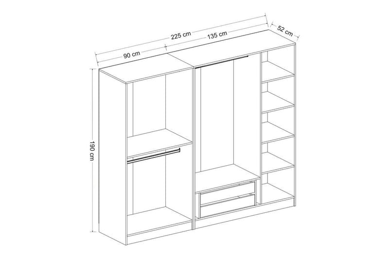 Fruitland Garderobe 225 cm - Hvid - Opbevaring - Tøjopbevaring - Garderobeskabe - Garderobeskab & klædeskab