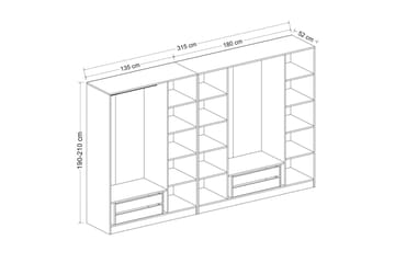 Fruitland Garderobe 315 cm - Brun - Opbevaring - Tøjopbevaring - Garderobeskabe - Garderobeskab & klædeskab